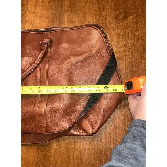 Vintage Leather Travel Bag Overnight Bag Soft Made In Columbia Satchel Large - Picture 6 of 7